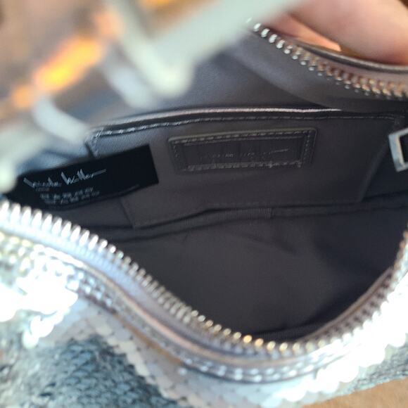 Nicole Miller Silver Sequin Chain Strap Small Shoulder Bag Purse - Picture 8 of 9